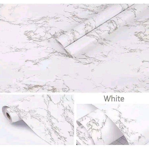 Papier peint effet marbre blanc