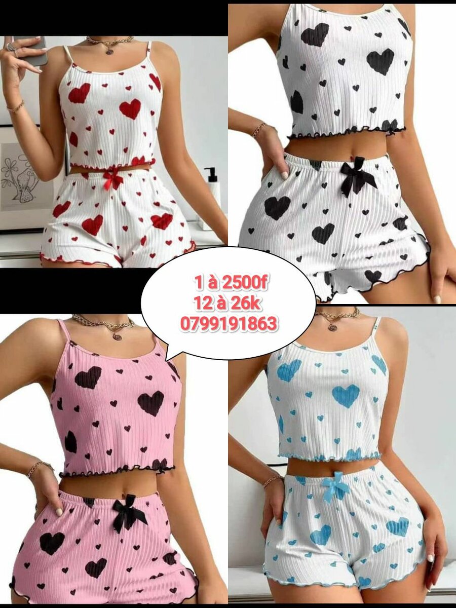 Ensemble Pyjama Cœur Femme