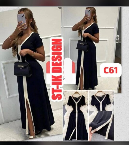 Robe Élégante à Rayure Contrastée