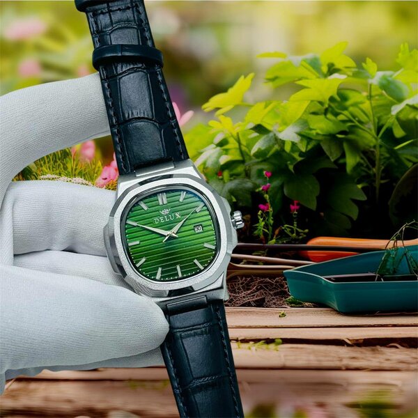 Montre élégante DeLux en cuir