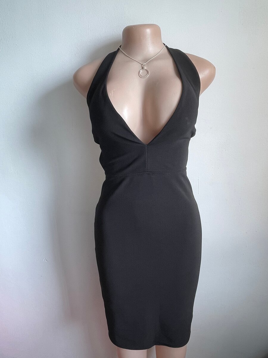 Elegant Black Halter Dress