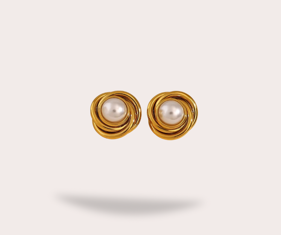 Boucles d'oreilles perles dorées