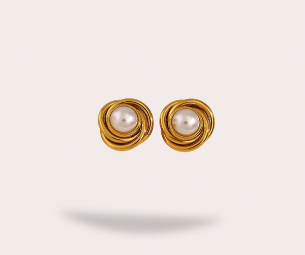 Boucles d'oreilles perles dorées