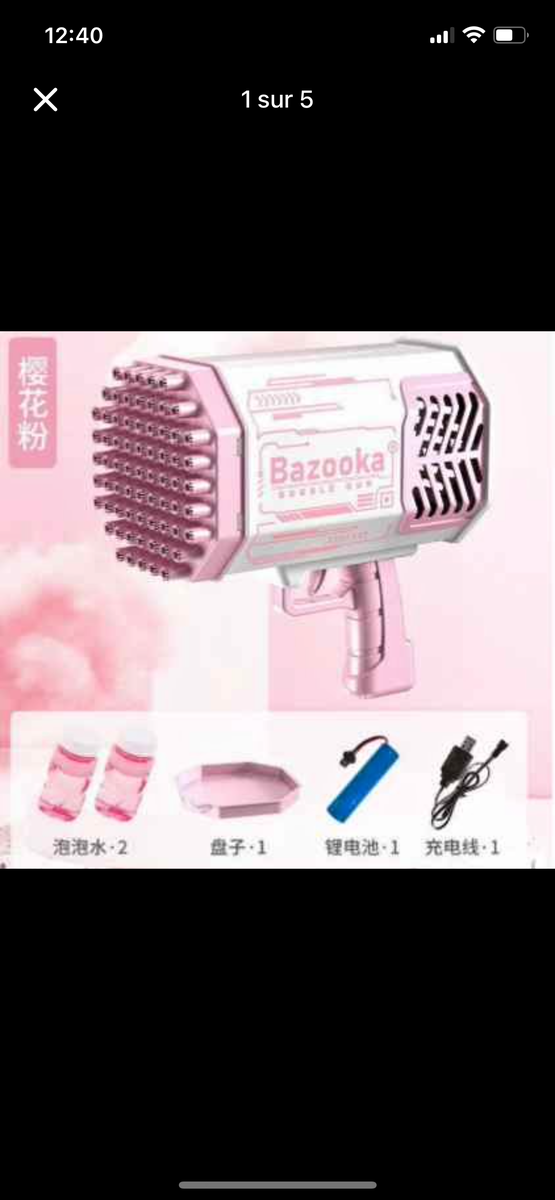 Pistolet à bulles rose