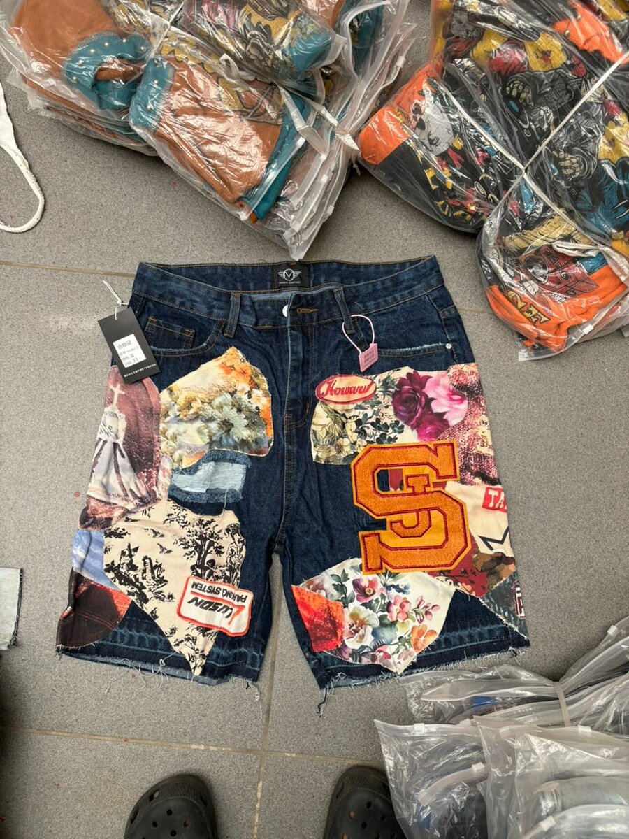 Shorts en denim patchwork