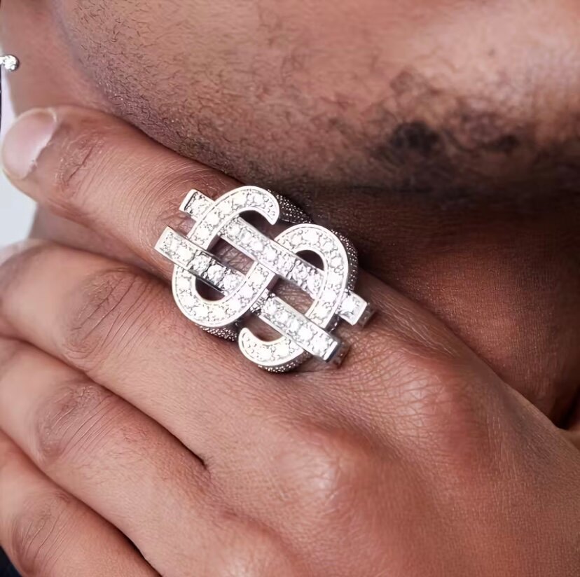 Bague homme signe dollar luxe