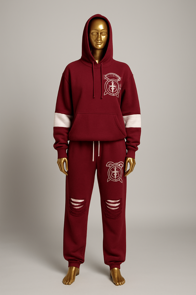 Ensemble hoodie et pantalon bordeaux