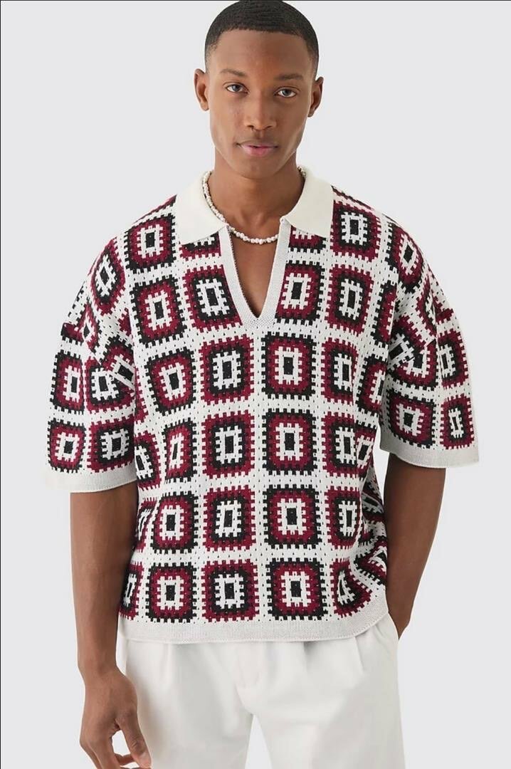 Pull en crochet rétro homme