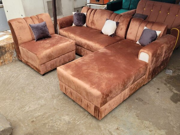 Canapé d'angle en velours brun