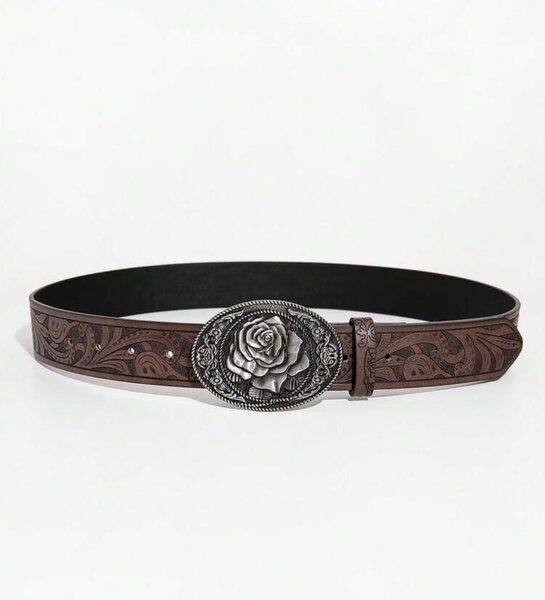 Ceinture en cuir avec boucle rose