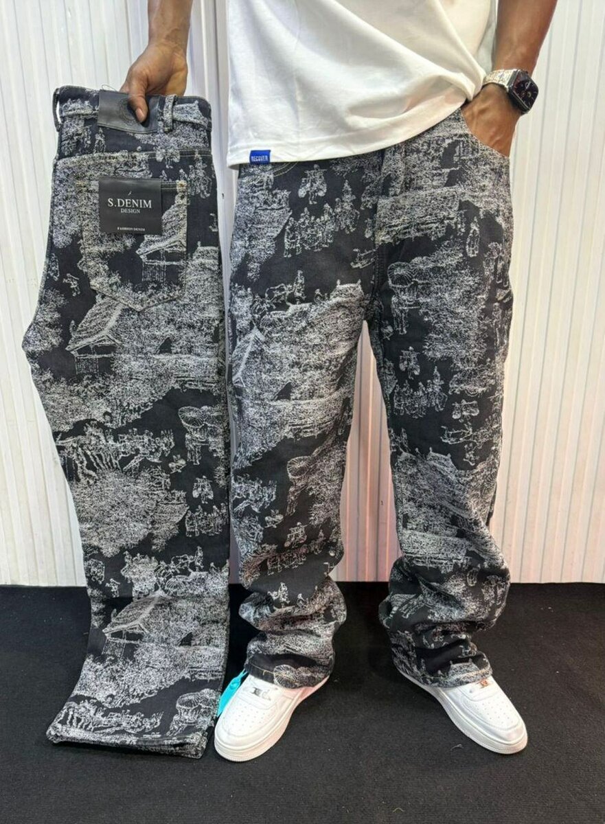 Pantalons en denim imprimé