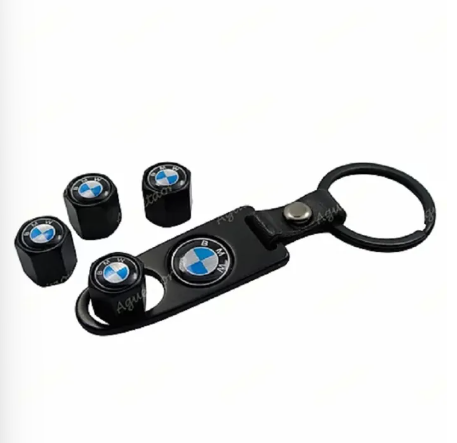 4X B.M.W Logo Car Wheel Tyre Valves Dust Stems Air Caps + Keychain