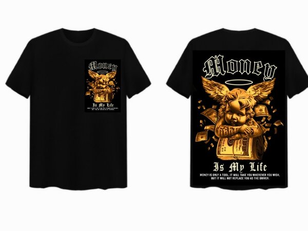 T-shirt noir "Money Is My Life"