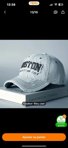 Casquette bleu clair Boston