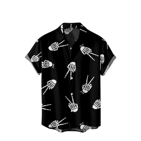 Chemise noire à motifs osseux
