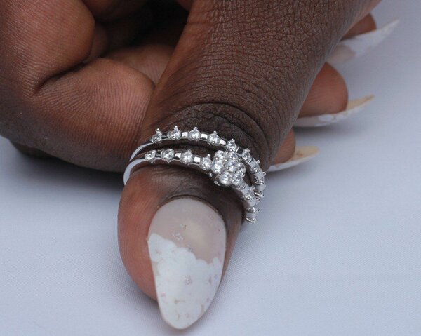 Silver Engagement and wedding Rings