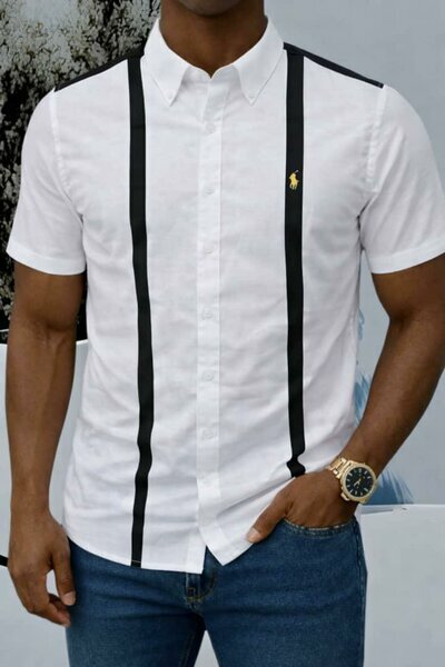 Chemise blanche bandes noires