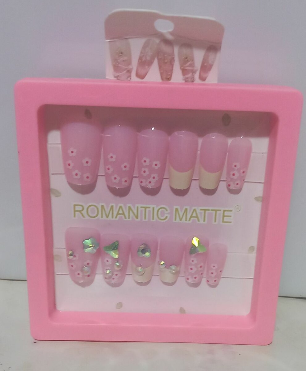 Ongles Pressés Fleurs Roses