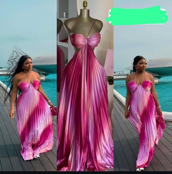 Robe Maxi Évasée Plissée