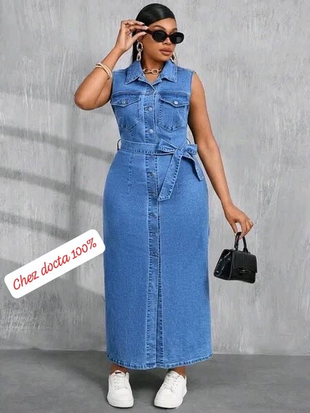 Robe longue en jean sans manches