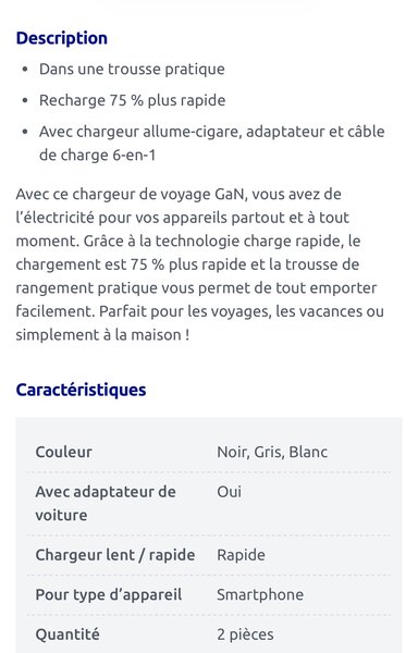 Chargeur Voyage Rapide Re-load