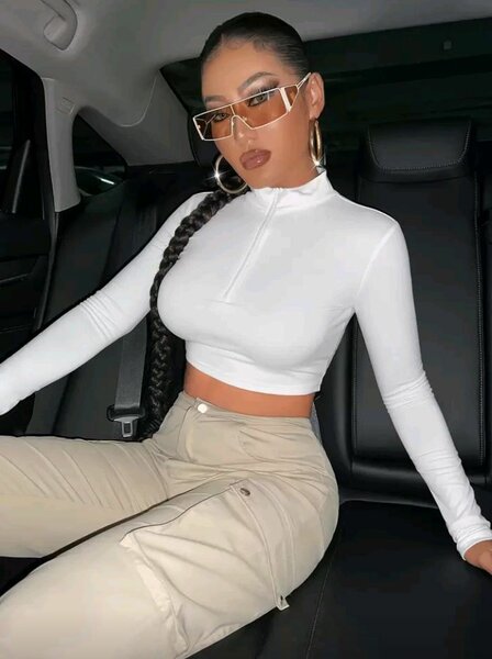 Top court blanc femme chic