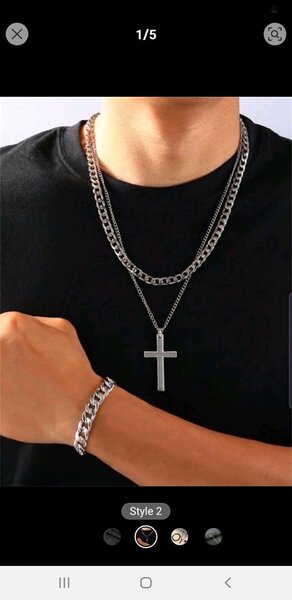 Collier et bracelet en acier inoxydable pour hommes