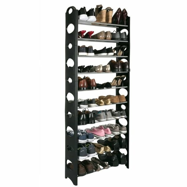10 tier stackable shoe rack metallic