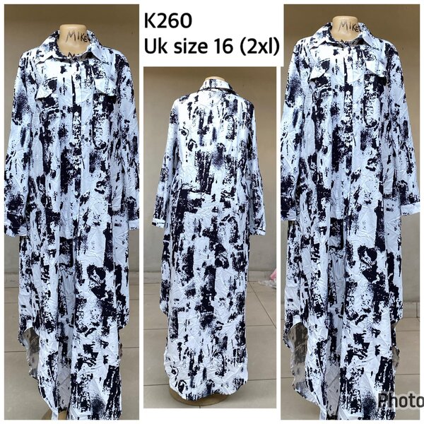 white dress with black pattern