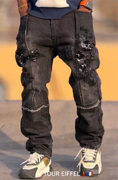 Jean Noir Brodé Enfant