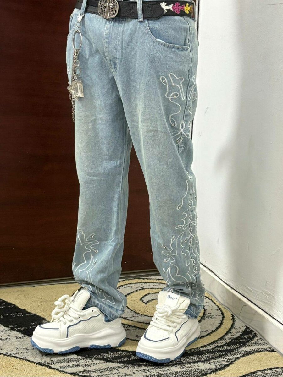 Jeans décontractés brodés