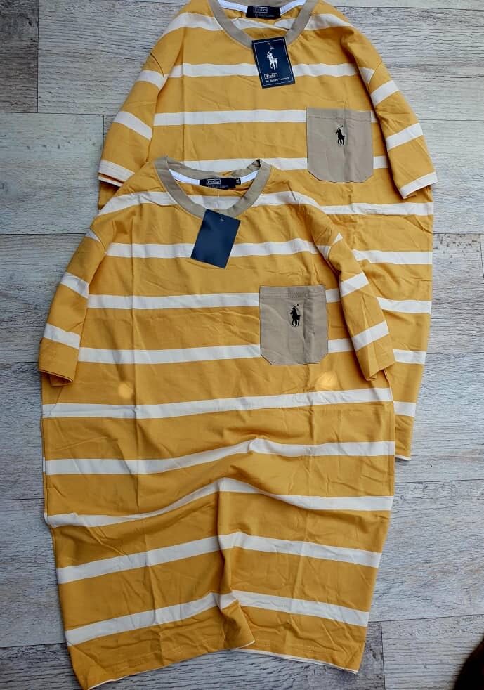 Robe midi rayée jaune casual