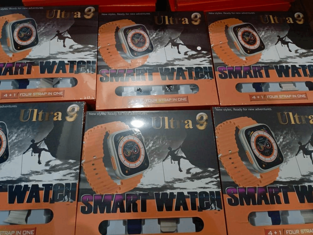 Ultra Smart watch with four straps and charger