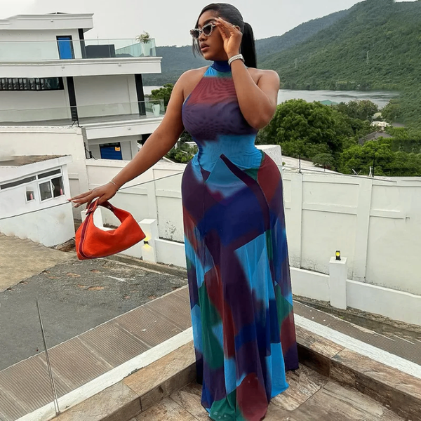 Robe Longue Colorée Élégante