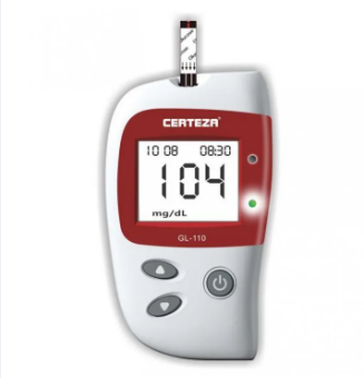 Certeza GL 11о - Blood Glucose Monitor With 1о Strips - Certeza Glucometer - Sugar meter (White)
