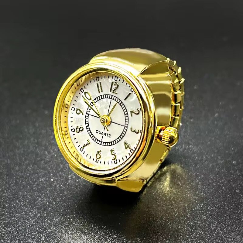 Bague Montre Quartz Dorée