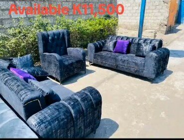 Set of 2 sofas and 1 armchair, dark blue