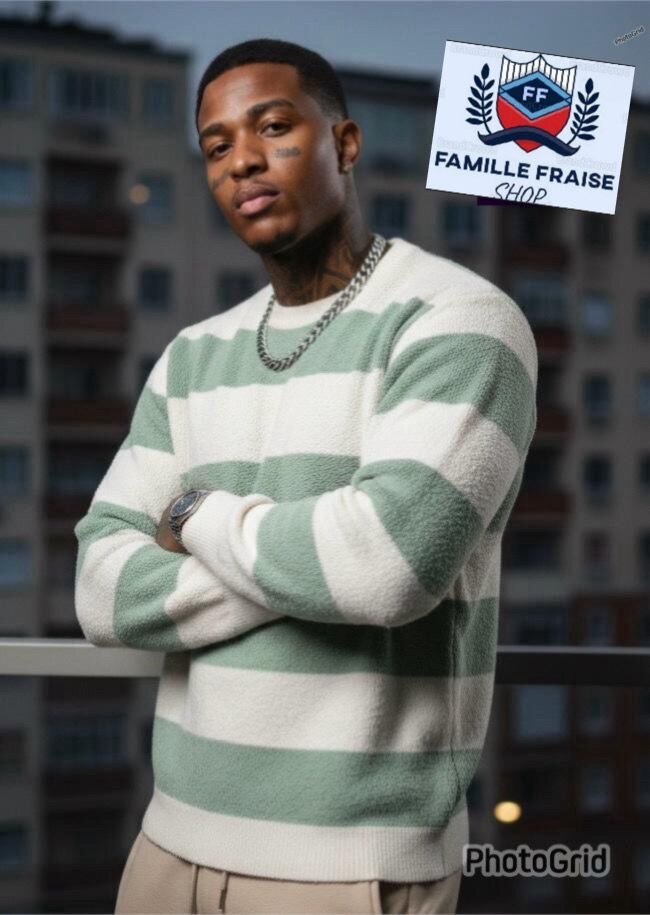 Pull rayé en peluche