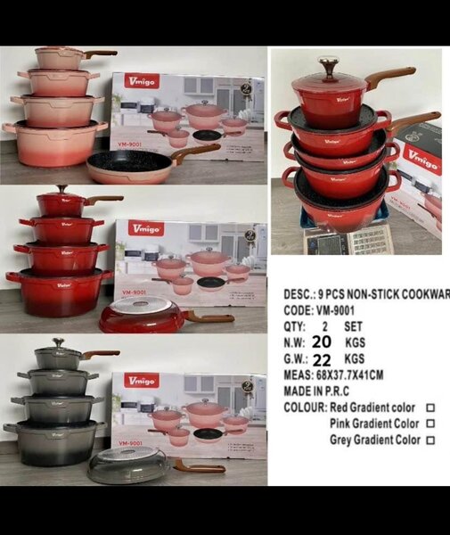 Vmigo 9pcs Granite Nonstick cookware set