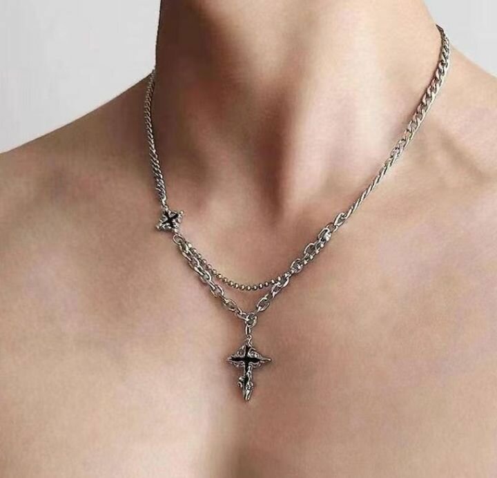 Collier double chaîne étoile
