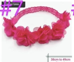 Baby Girls' Cerise Pink, Elastic,Floral Headband 