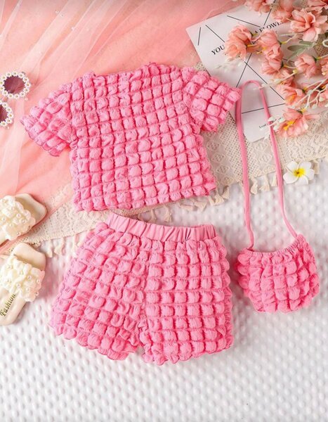 Ensemble bébé rose peluche