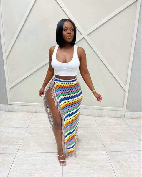 Jupe fendue crochet multicolore
