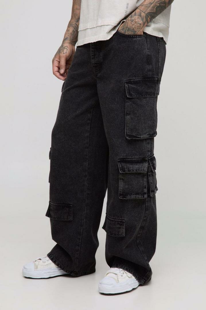 Jeans cargo homme noir