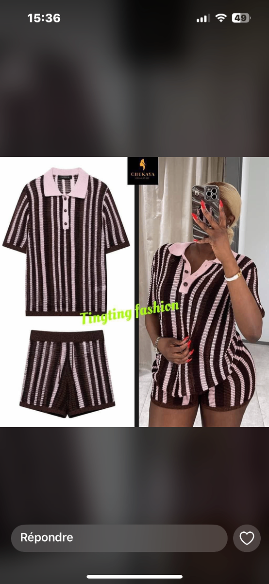 Ensemble Polo Rayé Femme