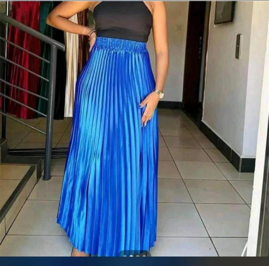 Jupe Longue Plissée Bleue