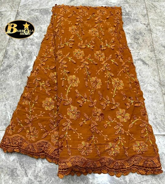 Dentelle Brodée Brun-Orange 5 Yard