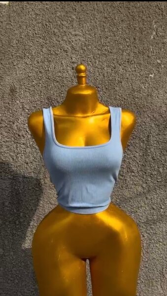 Débardeur côtelé bleu