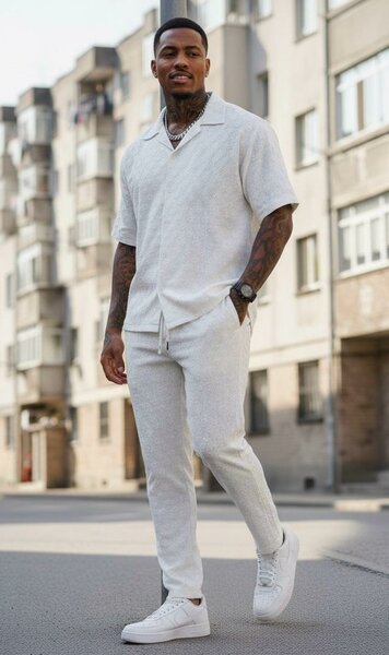 Ensemble élégant blanc homme