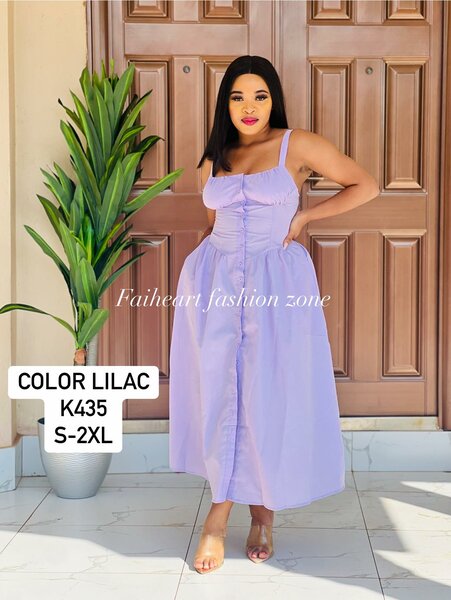 Women's long button-down sundress, purple color Sizes: S,M,L,XL,2XL